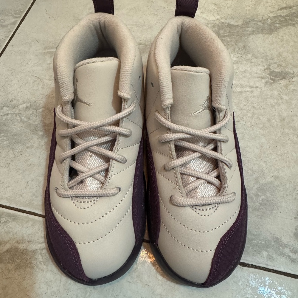 Kids Cream and Purple Sneakers
